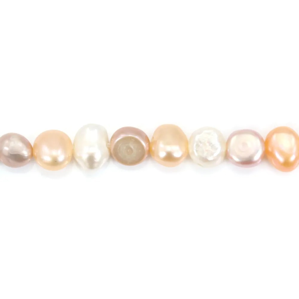 Perles de culture d'eau douce, multicolore, baroques, 6-7 x 36cm