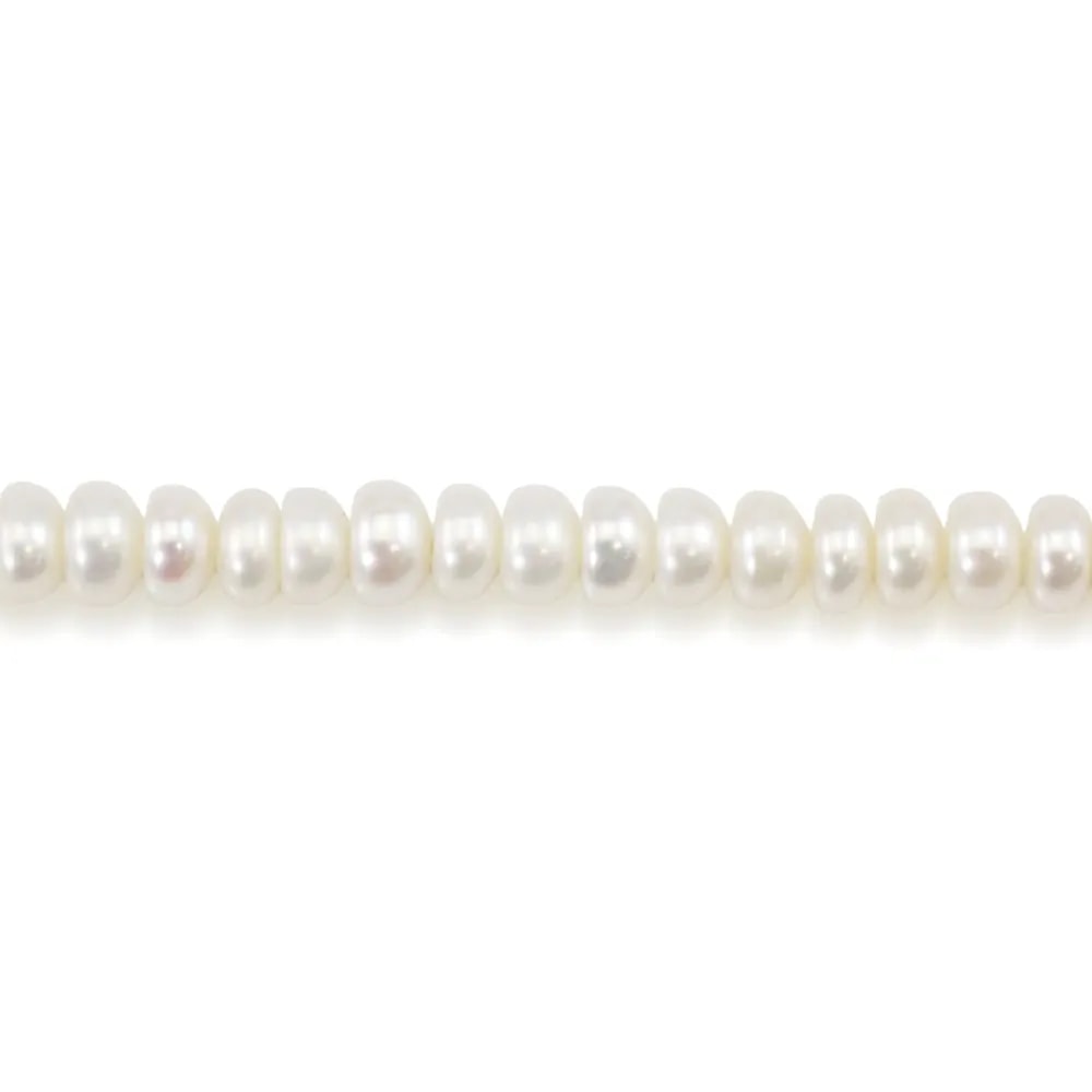 Süßwasser-Zuchtperle, weiß, Rondelle, 3.5-4mm x 41cm