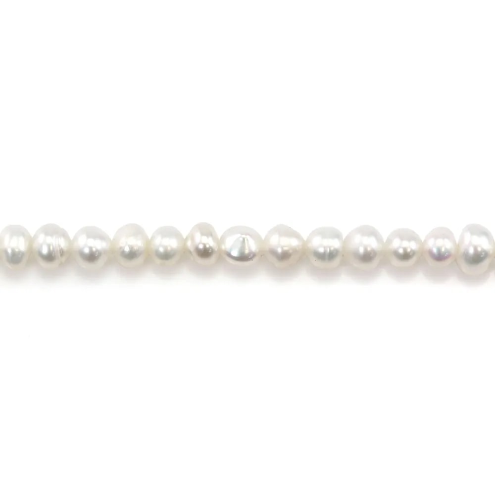 Perle coltivate d'acqua dolce, bianche, semi-tonde, 4-5mm x 2pz