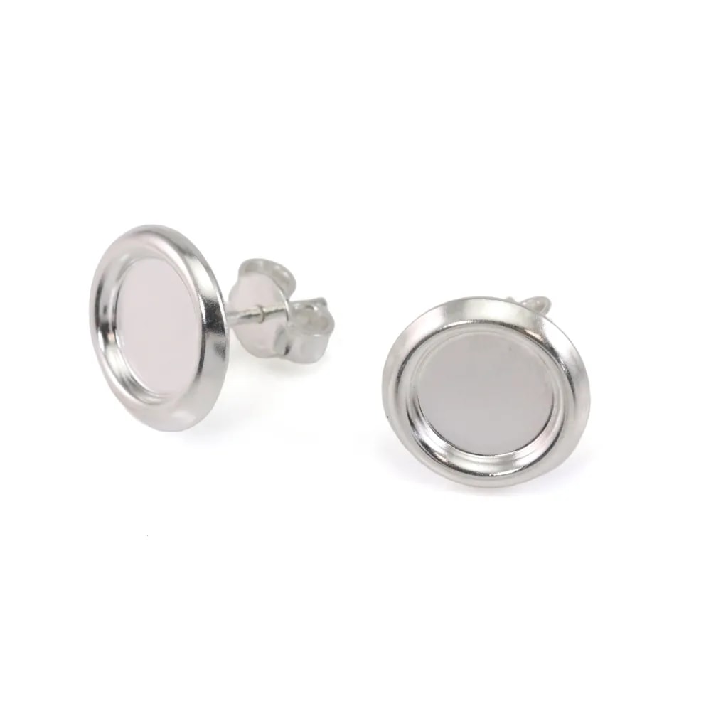 Orecchini in argento 925, supporto cabochon 8mm x 2 pezzi
