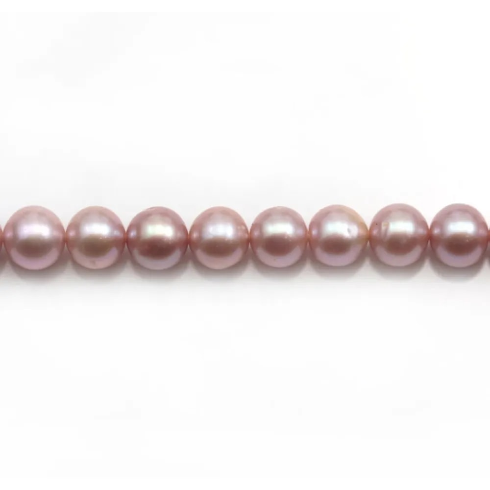 Freshwater cultured pearls, mauve, round 7mm - Pearl necklace