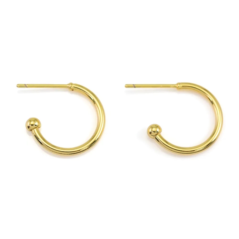 Chiodo creolo d'orecchini a sfera 15mm - Dorato x 2pz