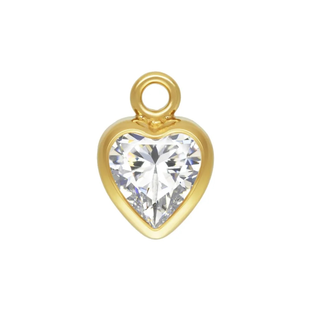 Ciondolo cuore incastonato 4x6mm - ossido di zirconio & Gold Filled x 1pc