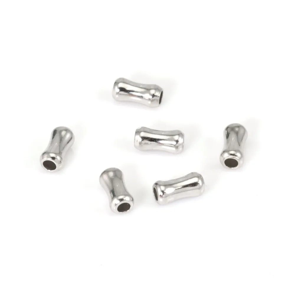 Perla tubo bambù 3x6mm - Argento 925 rodiato x 6pz