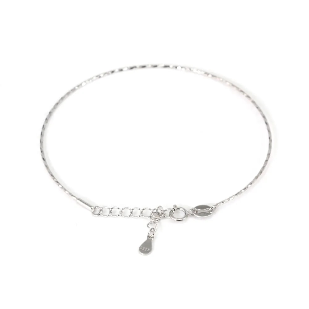 Brazalete ajustable 0.9mm para atornillar con cierre y extensión - Sparkle - Plata 925 rodiada x 1pc