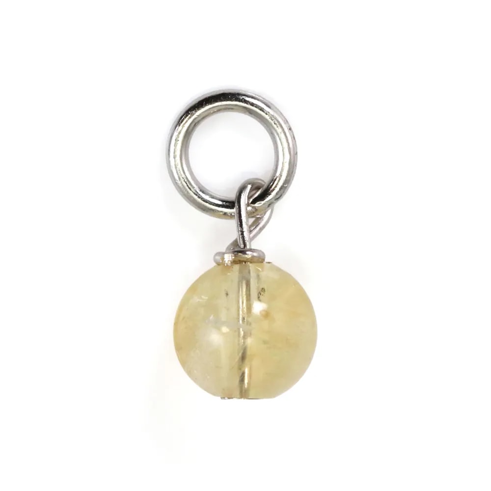 Colgante Citrino redondo 4mm - Plata 925 rodiada x 1u