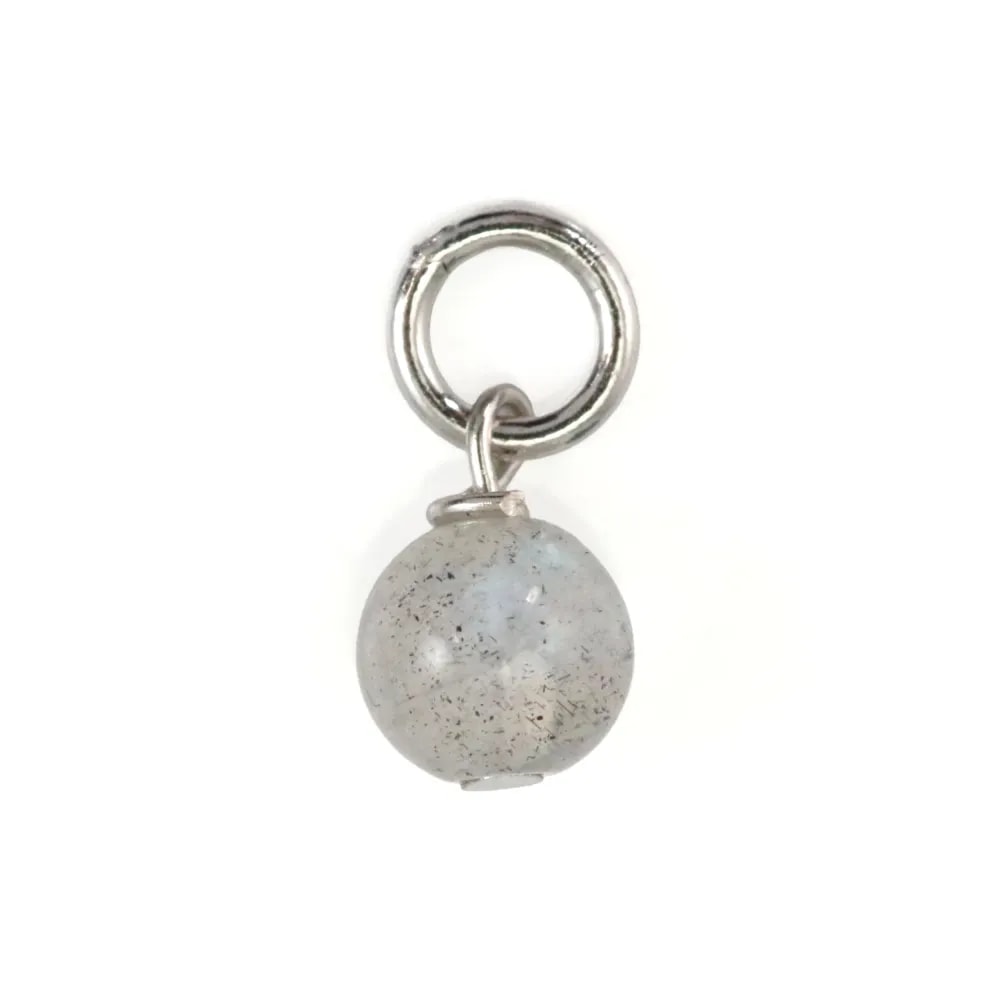 Charm Labradorite rotondo 4mm - Argento 925 rodiato x 1pz