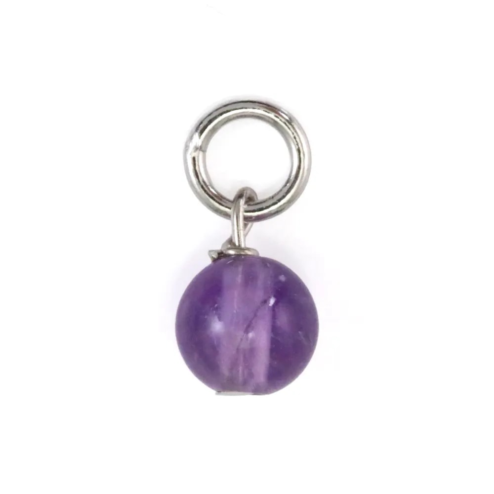 Abalorio Amatista redondo 4mm - Plata 925 rodiada x 1pc