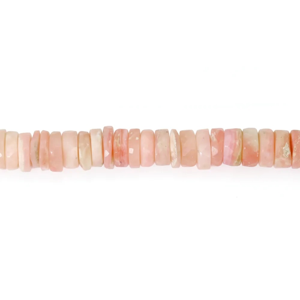 Faceted pink opal heishi rondelle 8-9mm x 40cm