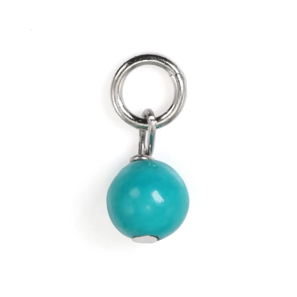 Colgante Howlite teñido turquesa redondo 4mm - Plata 925 rodiada x 1ud