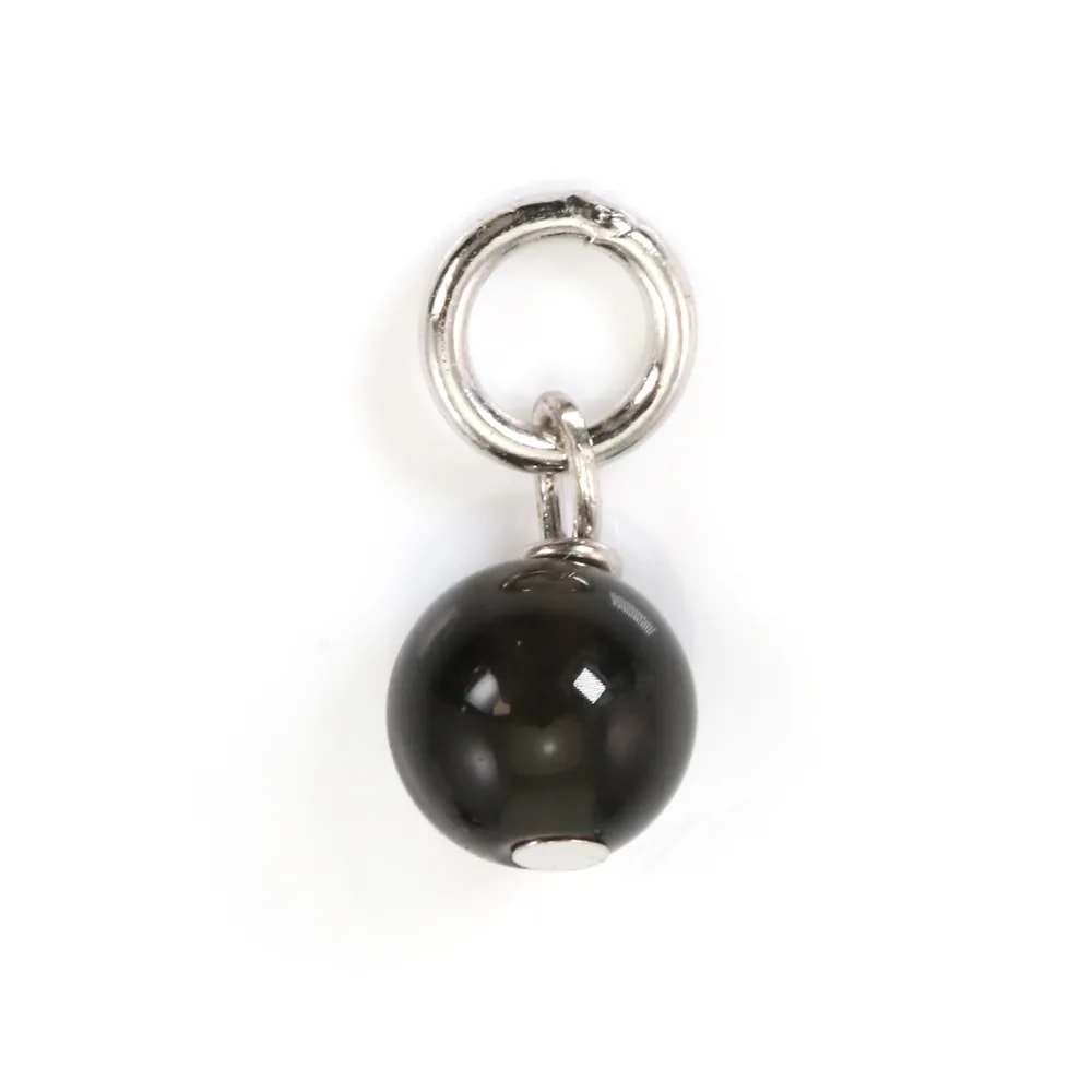 Obsidian Anhänger rund 4mm - Rhodiniertes Silber 925 x 1 Stk.