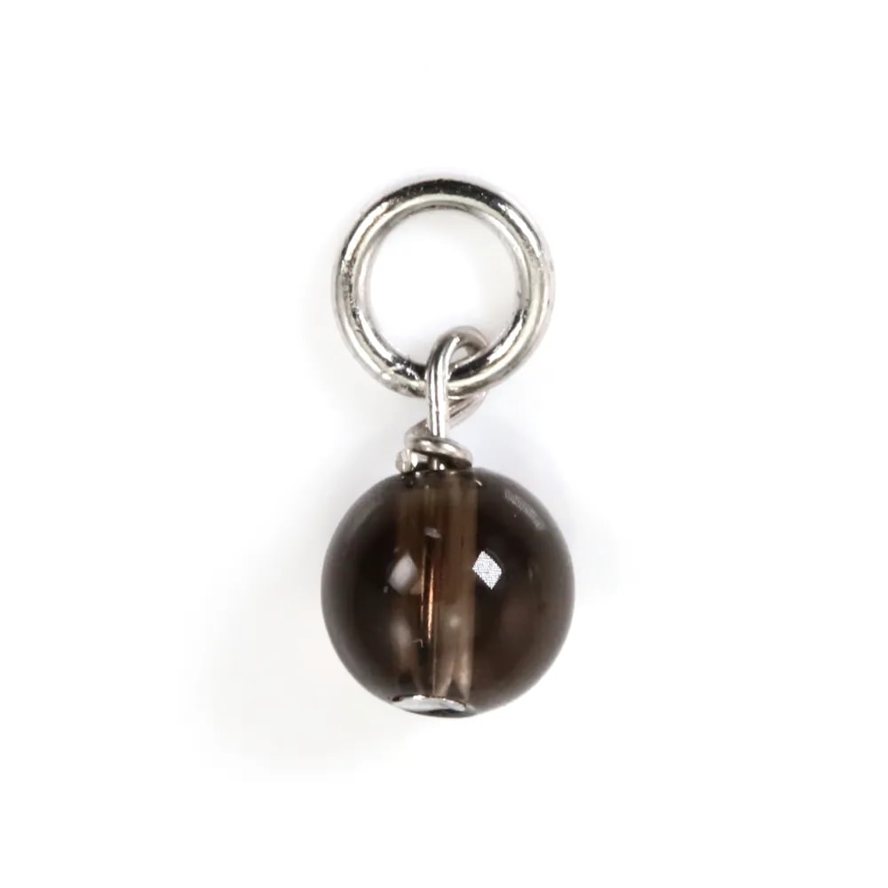 Round Smoky Quartz Charm 4mm - Rhodium-plated Silver 925 x 1pc