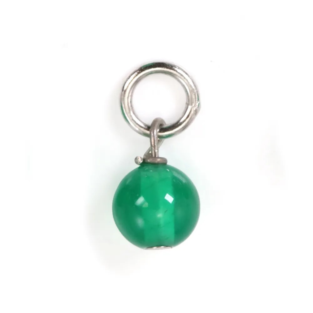 Pingente de Ágata verde redondo 4mm - Prata 925 rodiada x 1pc