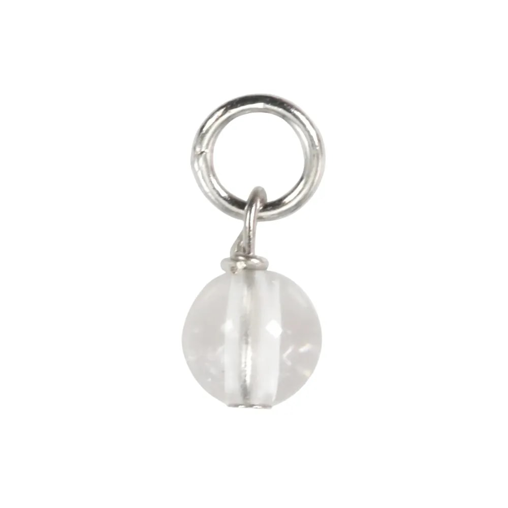 Charm Cristallo di rocca rotondo 4mm - Argento 925 rodiato x 1pc