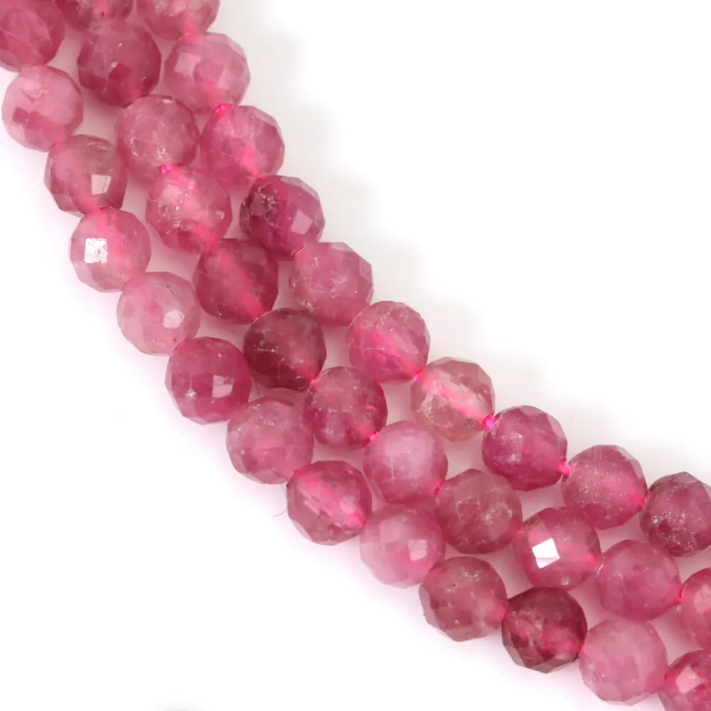 Round faceted pink tourmaline 3.5mm x 39cm
