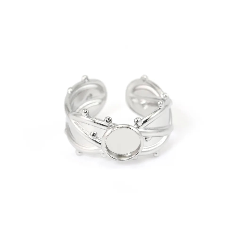 Anillo ajustable liana espinosa para cabujón de 6mm - Acero inoxidable 304 x 1pc