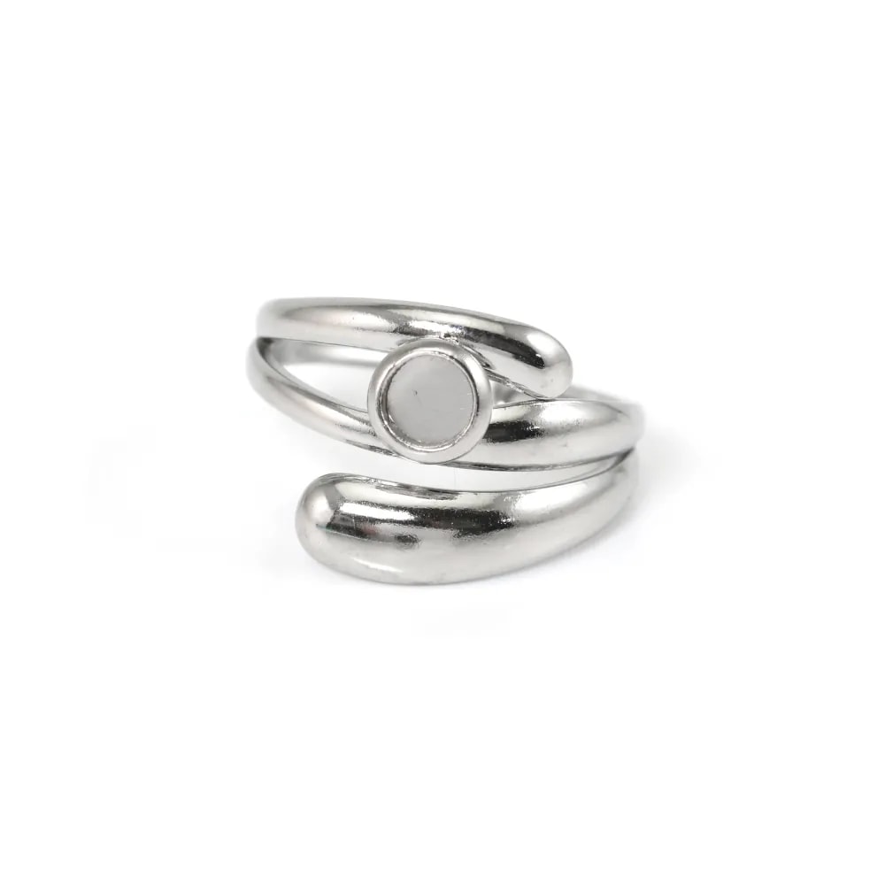 Asymmetrischer verstellbarer Ring für 4mm Cabochon - Edelstahl 304 x 1Stk