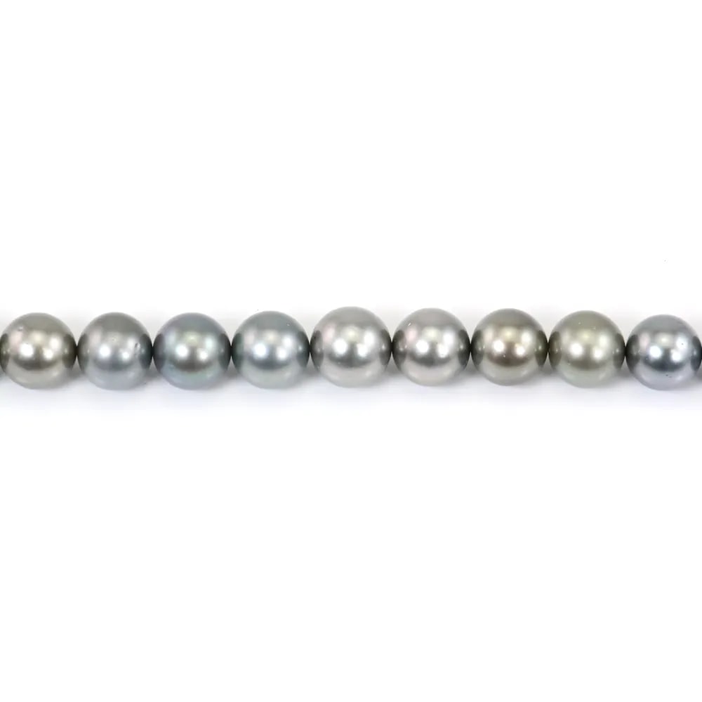 Perla de cultivo de Tahití, redonda, 11 a 12.8mm - 34 perlas - 39cm - calidad B