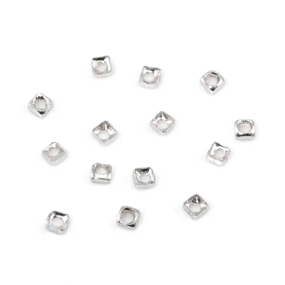 Perla espaciadora arandela cuadrada 1.5mm - Plata 925 rodiada x 50pcs