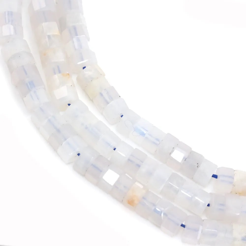 Blue rose quartz faceted hexagonal rondelle 3x6mm x 38cm