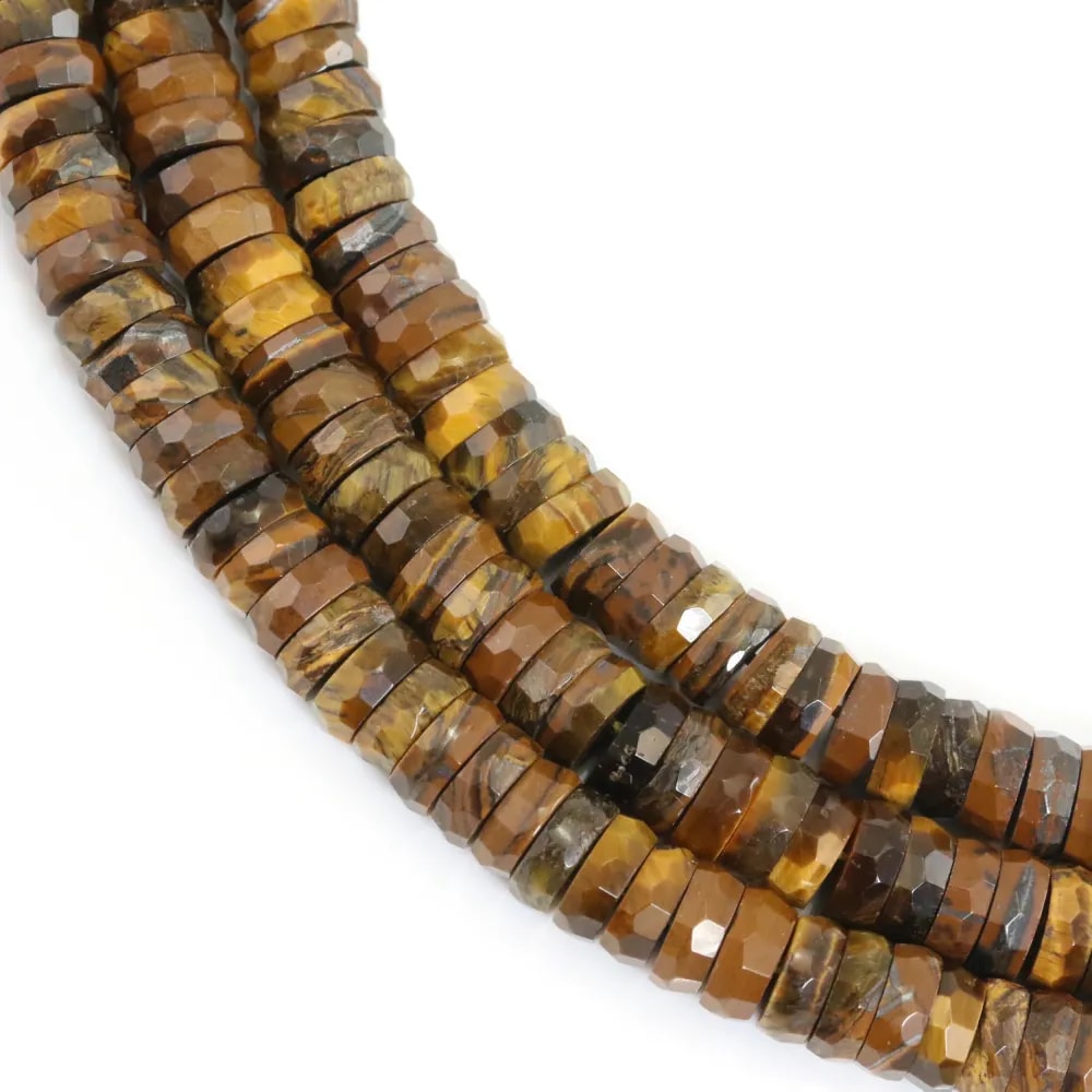 Tiger Eye faceted heishi round bead 2x6mm x 37cm