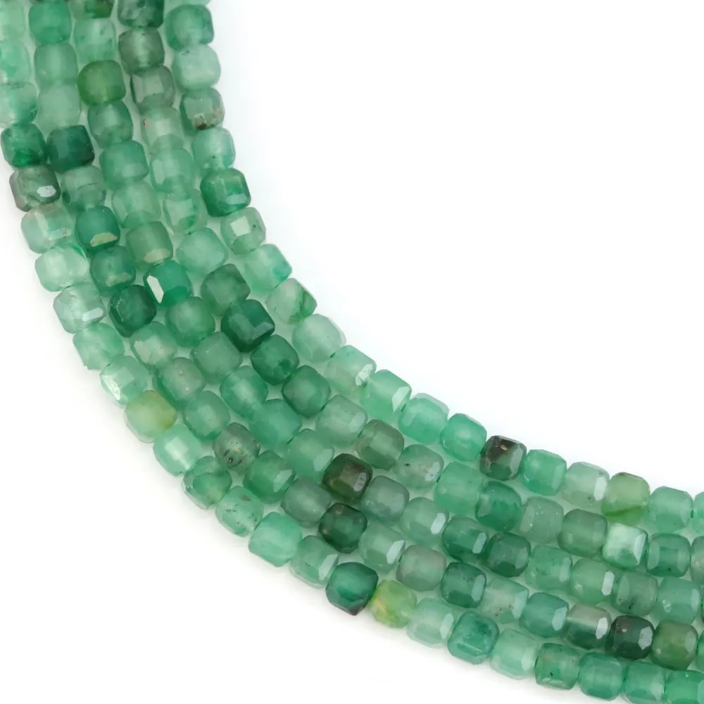 African Jade faceted cube 3mm x 38cm