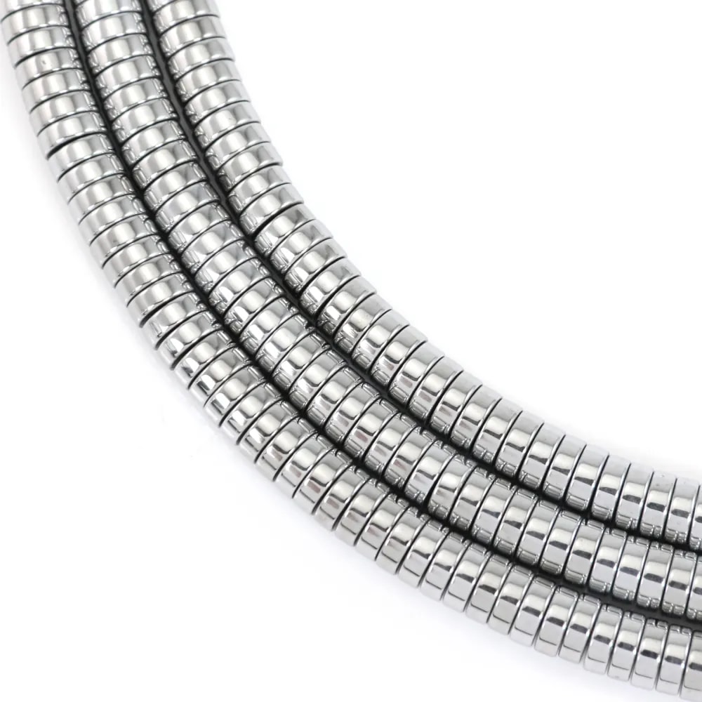 Silver hematite flat heishi disc 2x6mm x 40cm
