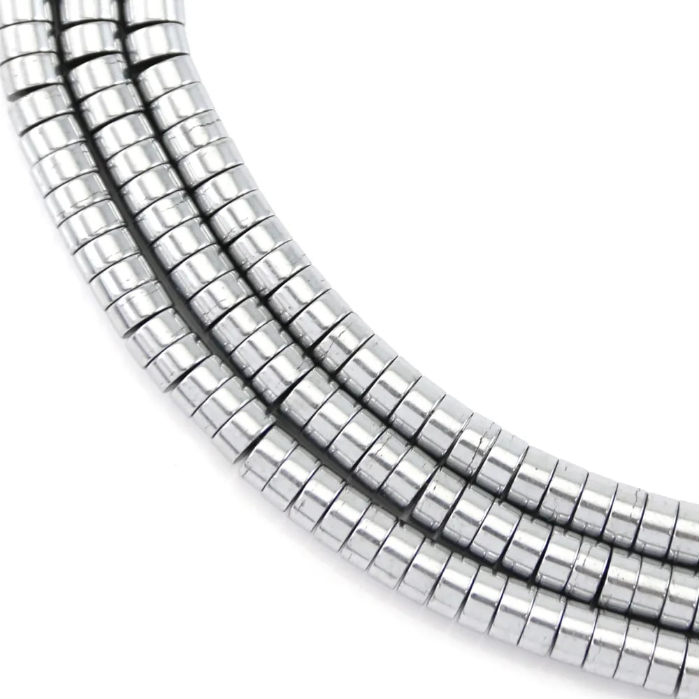 Hématite argenté rondelle plat heishi 2x4mm x 40cm