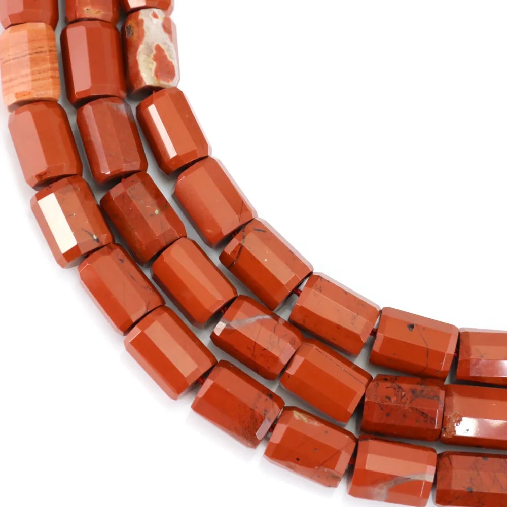 Jasper rosso tubo cilindrico sfaccettato 7x10mm x 38cm