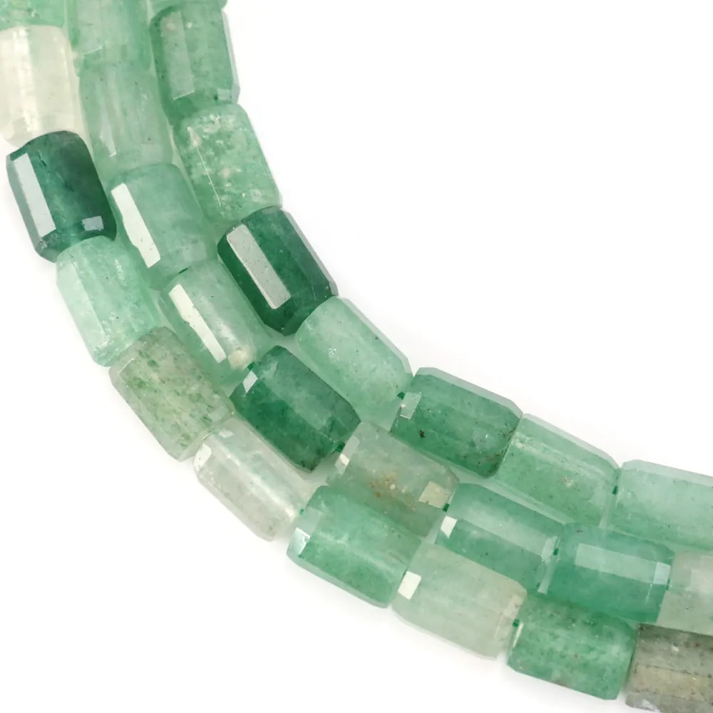 Quartz Aventurina (Morango verde) tubo cilindro facetado 7x10mm x 38cm