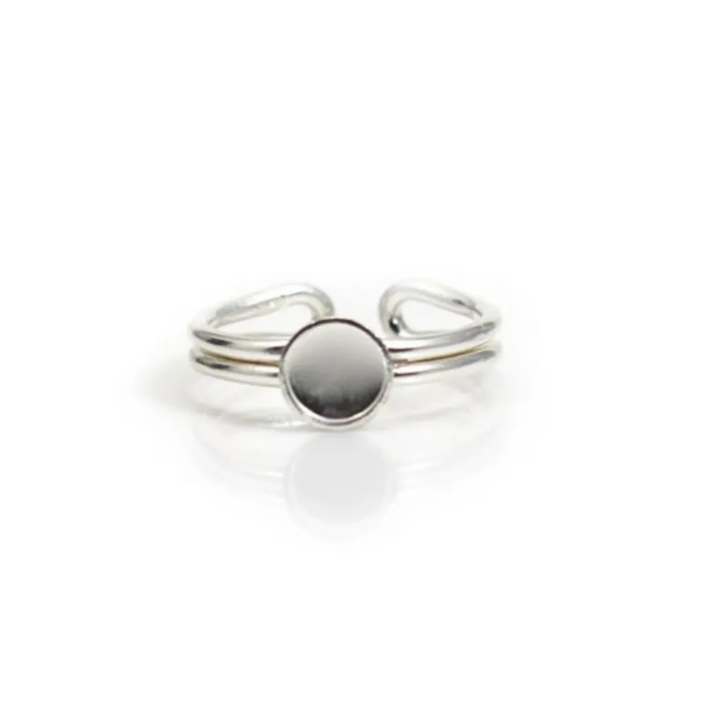 Anello regolabile supporto rotondo 6mm in argento 925 x 1pc