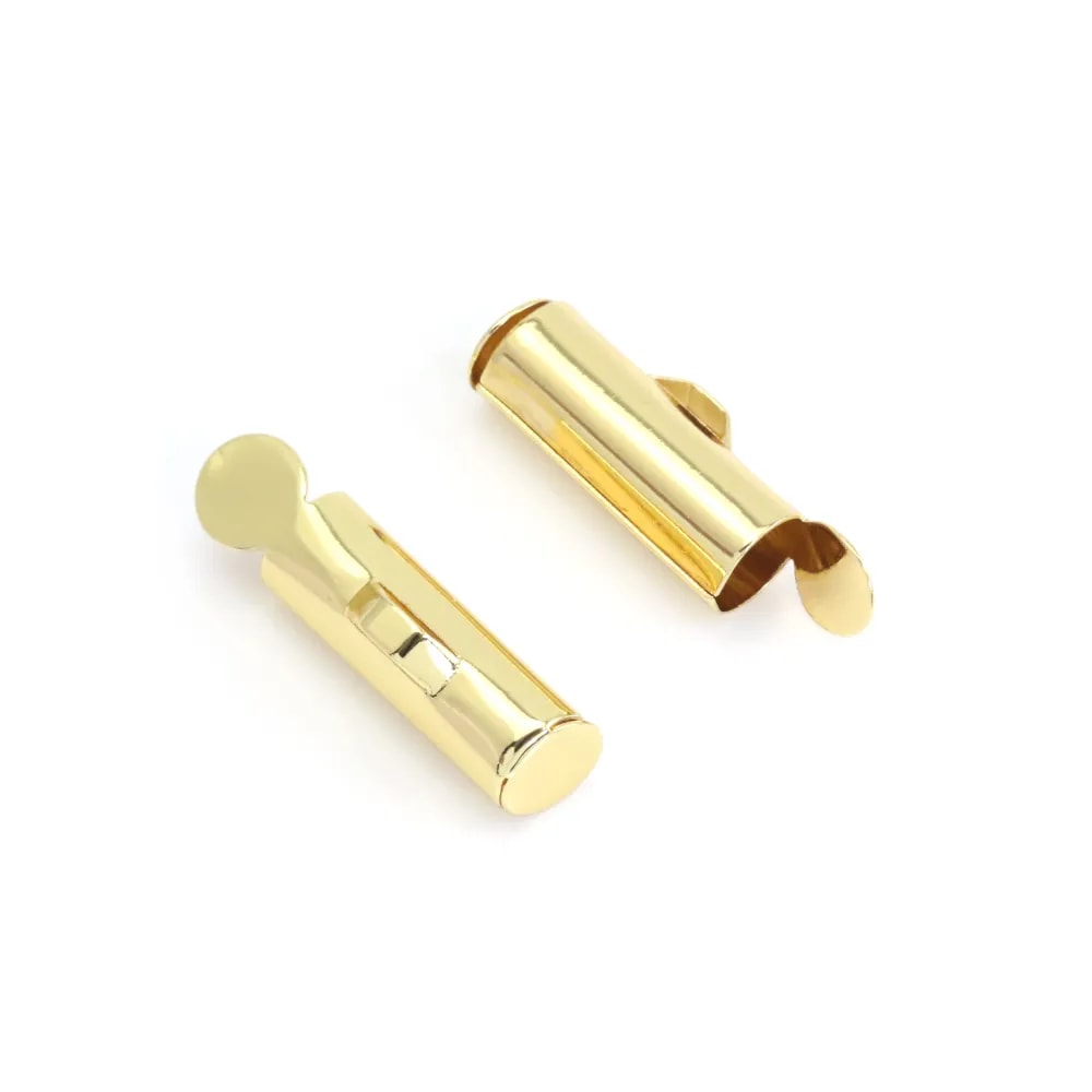Tubo terminal para tejido de perlas - 13mm - Dorado x 6uds