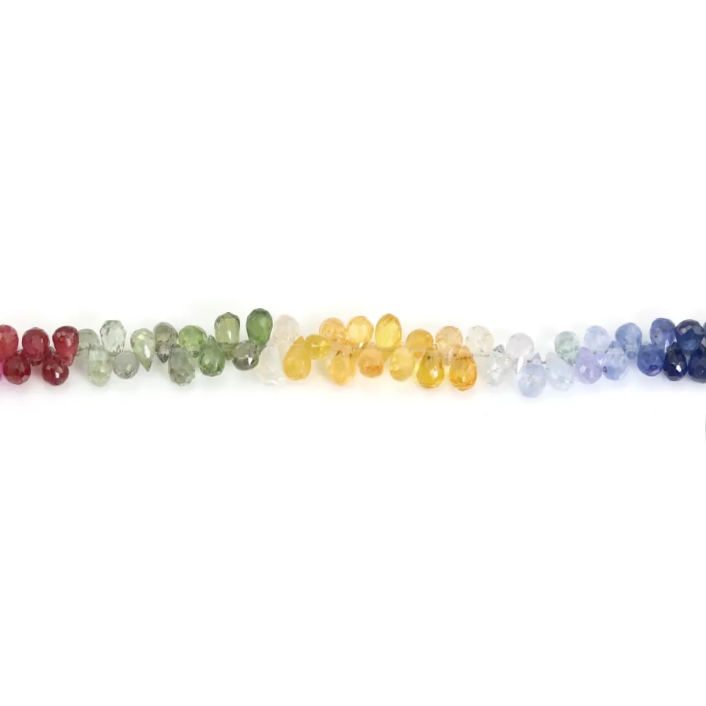 Multicolored briolette sapphire 2.5x4mm - model B x 9-12cm