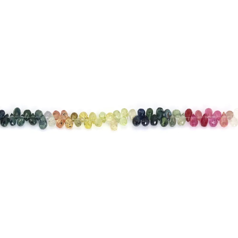Multicolored sapphire briolette 2.5x4mm - model D x 10-12cm