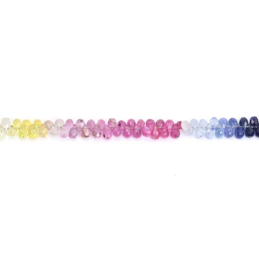 Saphir multicolore briolette 2.5x4mm - Modèle A x 9-12cm