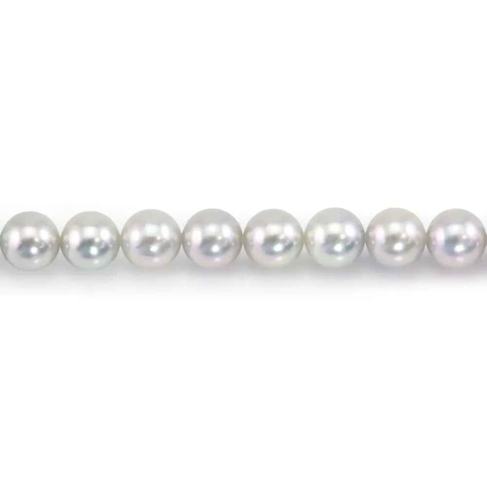 Perle coltivate AKOYA giapponesi argentate, rotonde, 8-8.5mm x 40cm AA+