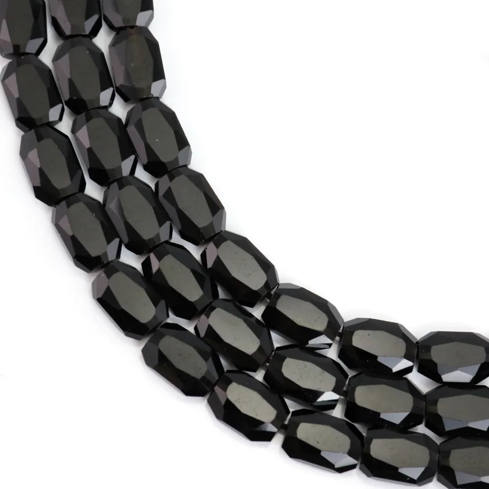 Faceted rounded rectangle obsidian 9x13mm x 39cm