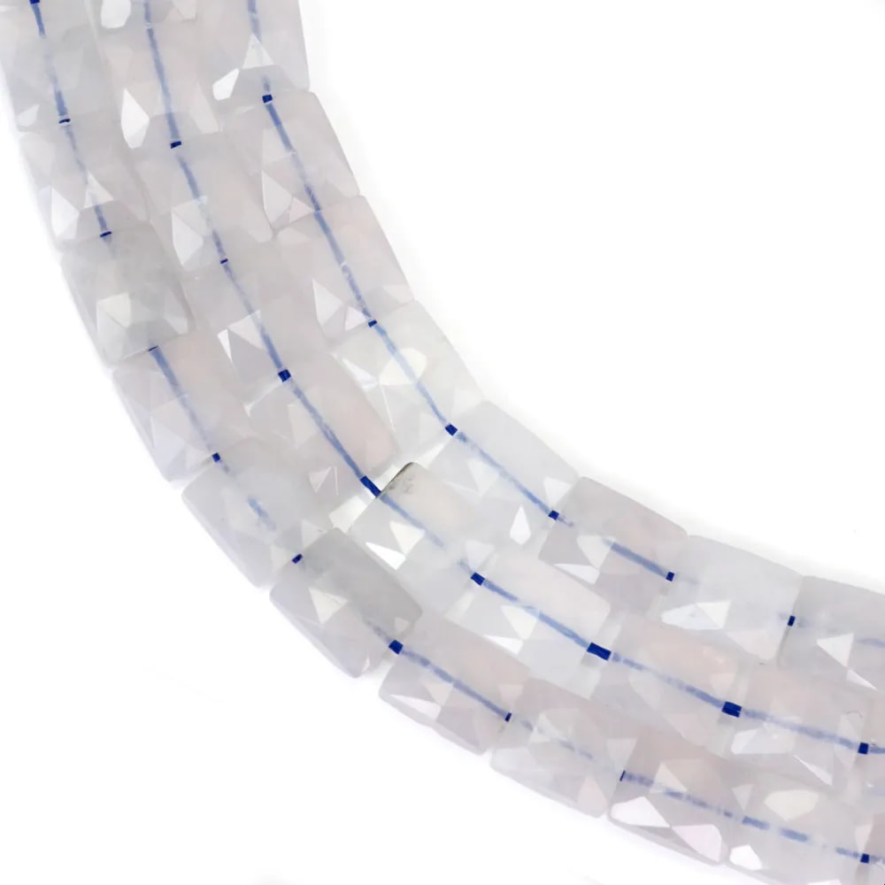 Quartz rose bleue rectangle facetté 8x10mm x 38cm