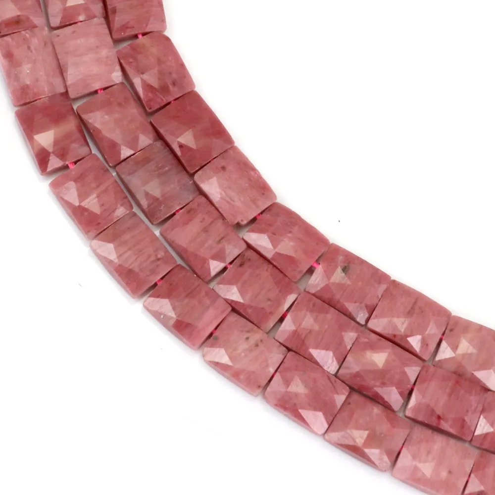 Rhodonite faceted rectangle 8x10mm - Quality A x 38cm