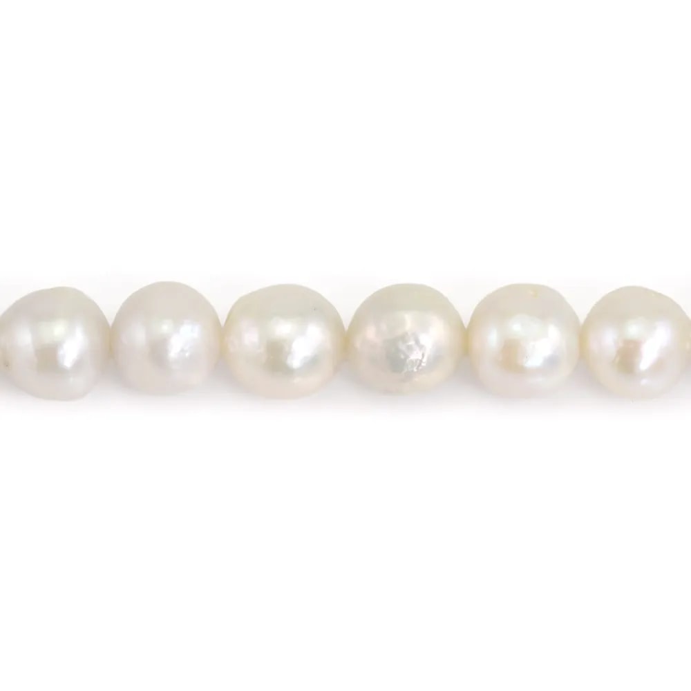 Freshwater cultured pearl, white, semi-round/irregular, 9-11mm x 40cm