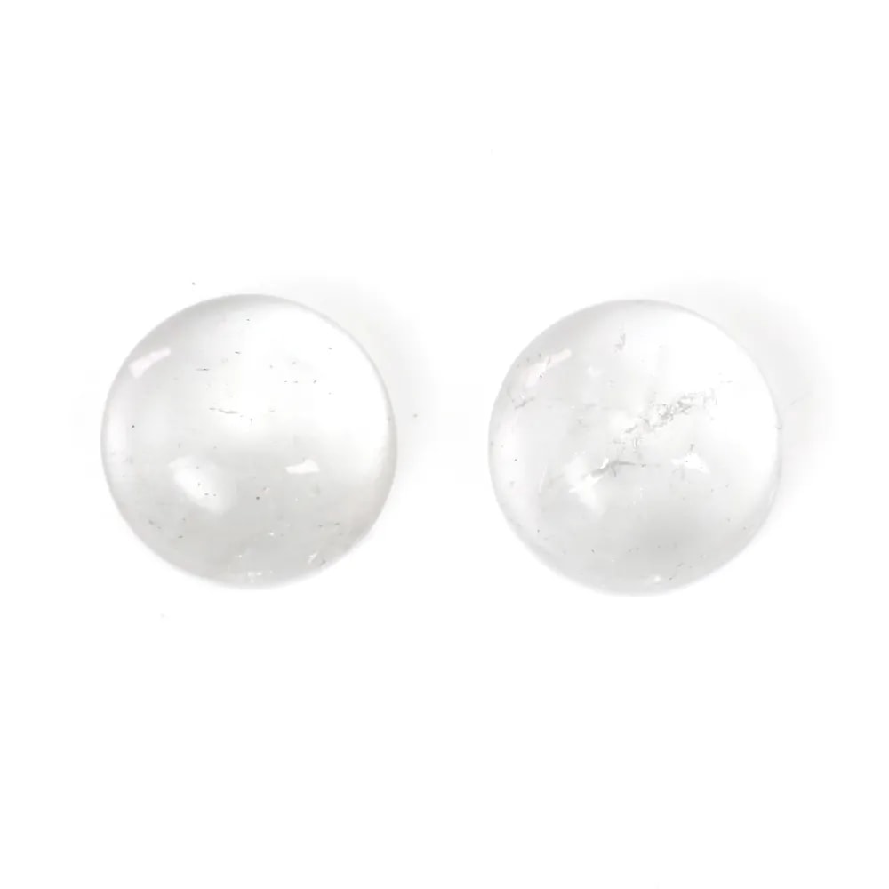 Rock crystal cabochon, round shape, 14mm x 2pcs