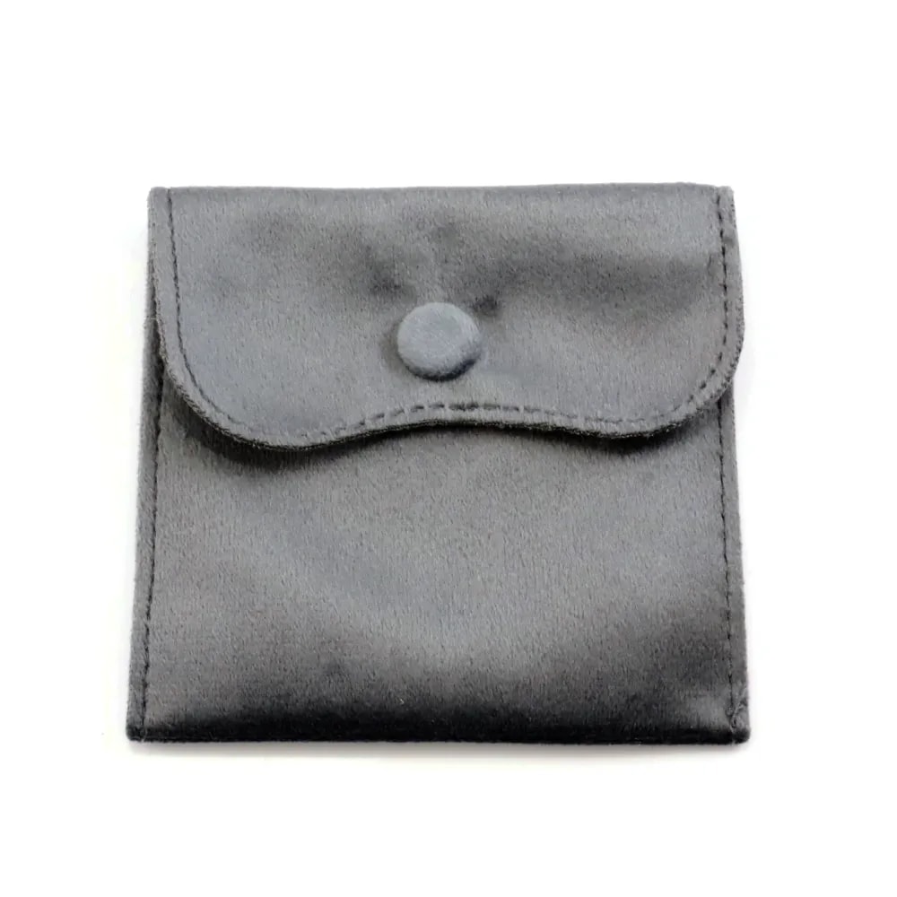 Dunkelgraue Samttasche mit Knopf 10x10cm x 1Stk.