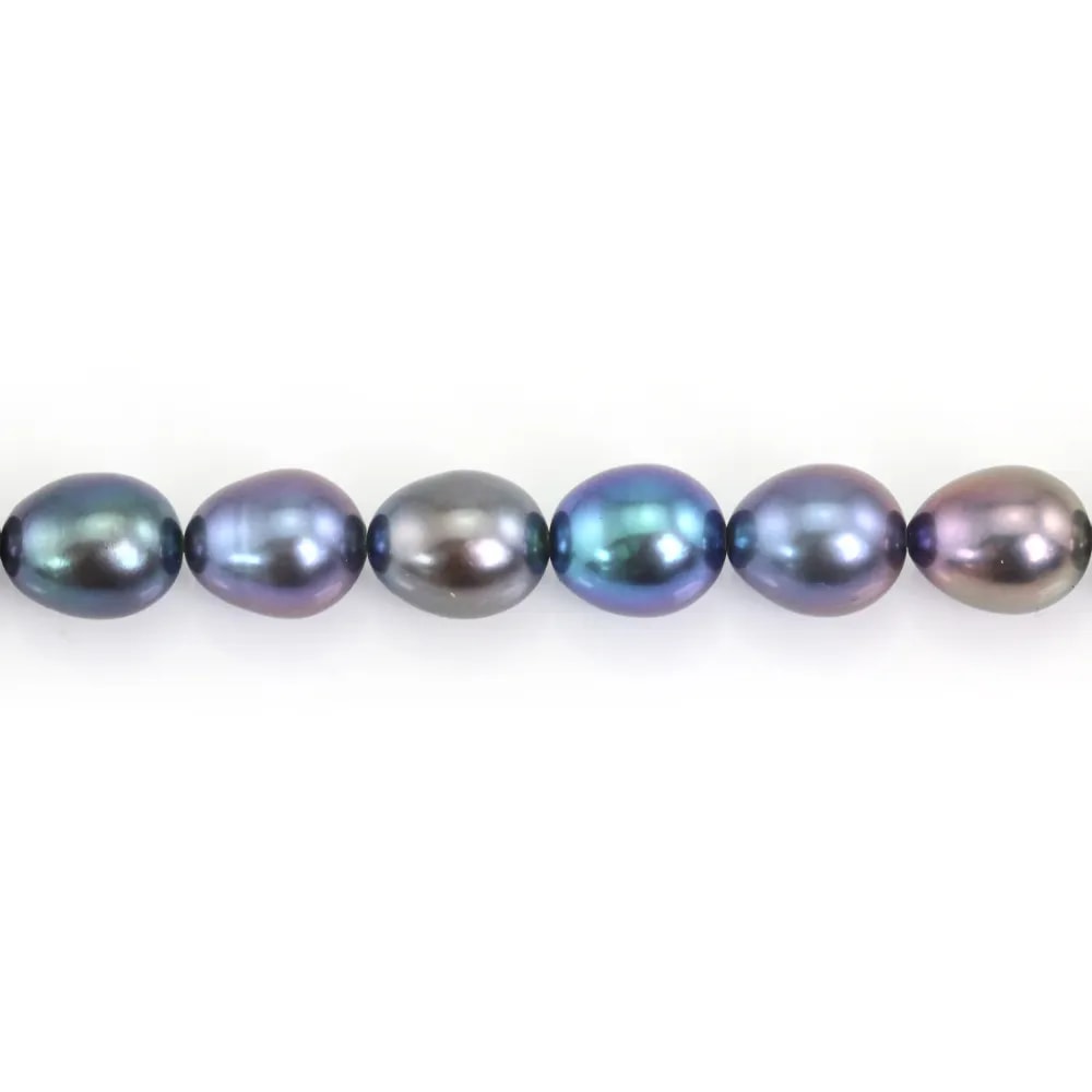 Perlas de cultivo de agua dulce, azul oscuro, oliva, 7.5-8mm x 38cm
