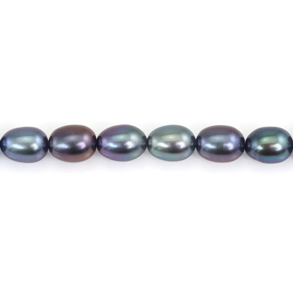 Perlas de cultivo de agua dulce, azul oscuro, oliva, 6.5-7.5mm x 38cm