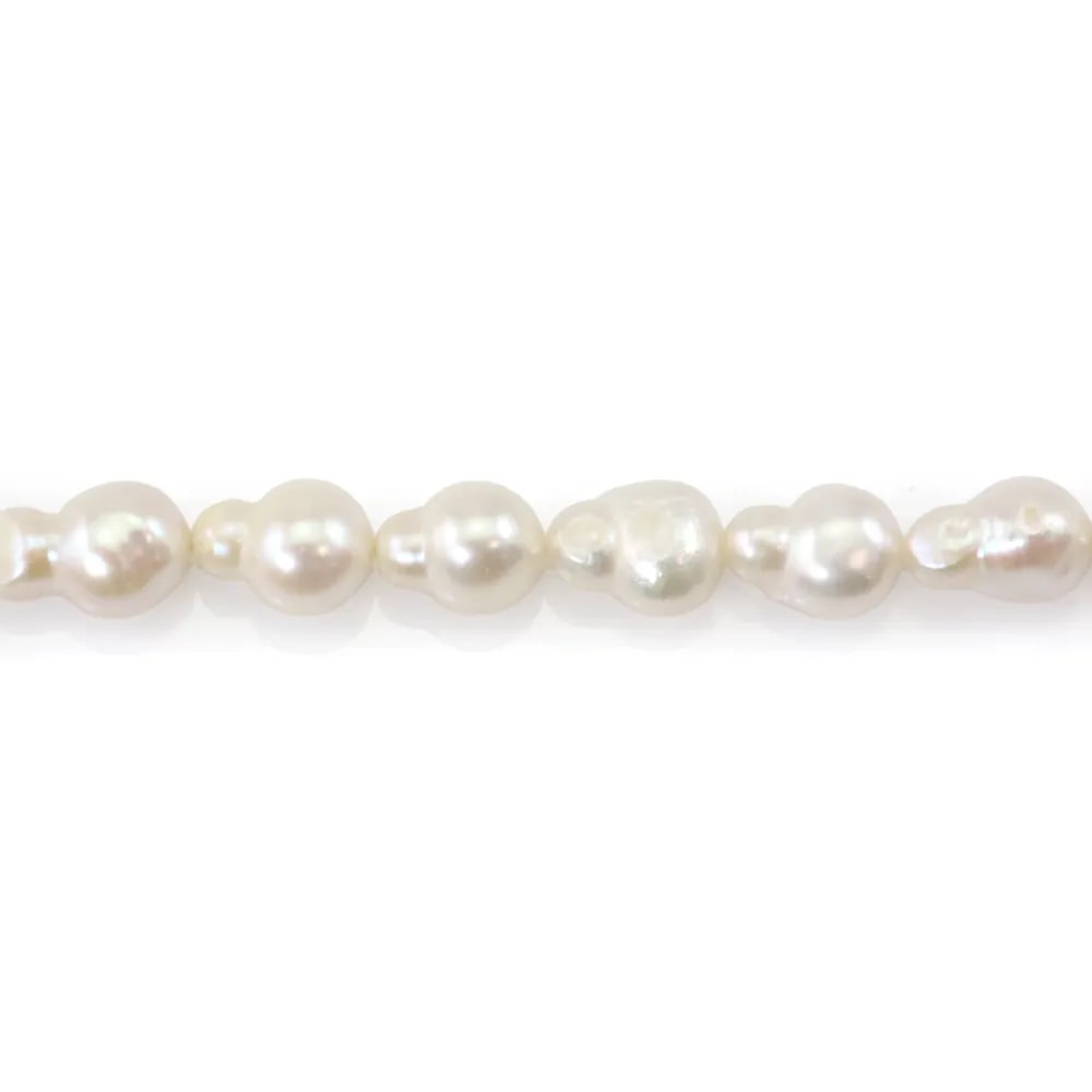 Perlas de cultivo de agua dulce, blancas, barrocas/calabaza, 8-10mm x 34cm