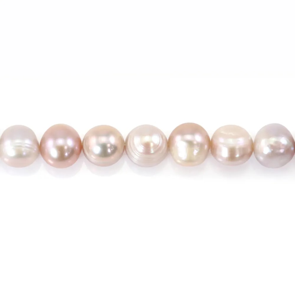 Freshwater cultured pearls, mauve, oval/ringed, 10-11mm x 38cm