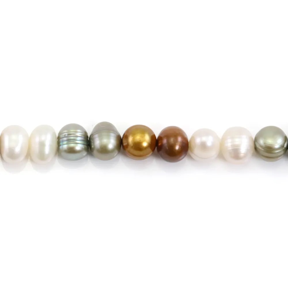 Freshwater cultured pearls, fancy multicolor, oval/ringed, 6-8mm x 37cm