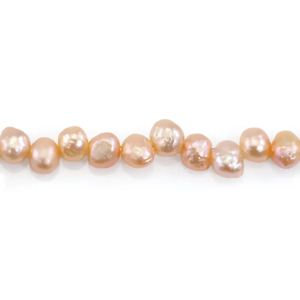 Perlas de cultivo de agua dulce, salmón, barroco, 5-6mm - Excéntrico x 37cm