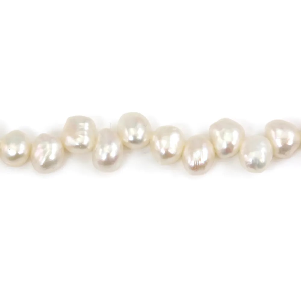 Freshwater cultured pearls, white, baroque, 6-8mm - Off-center x 36cm