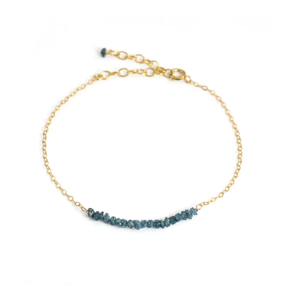 Pulseira Diamante azul bruto - Gold Filled x 1pc